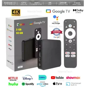 Latest Gen Google Netflix Certified GD2 Android TV Box Google 12 TVOS Support 2GB DDR4 ram 32GB rom
